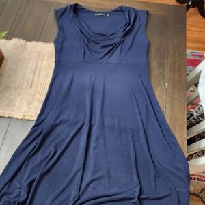 Casual Blue Cowl Neck Sleeveless Midi Dress